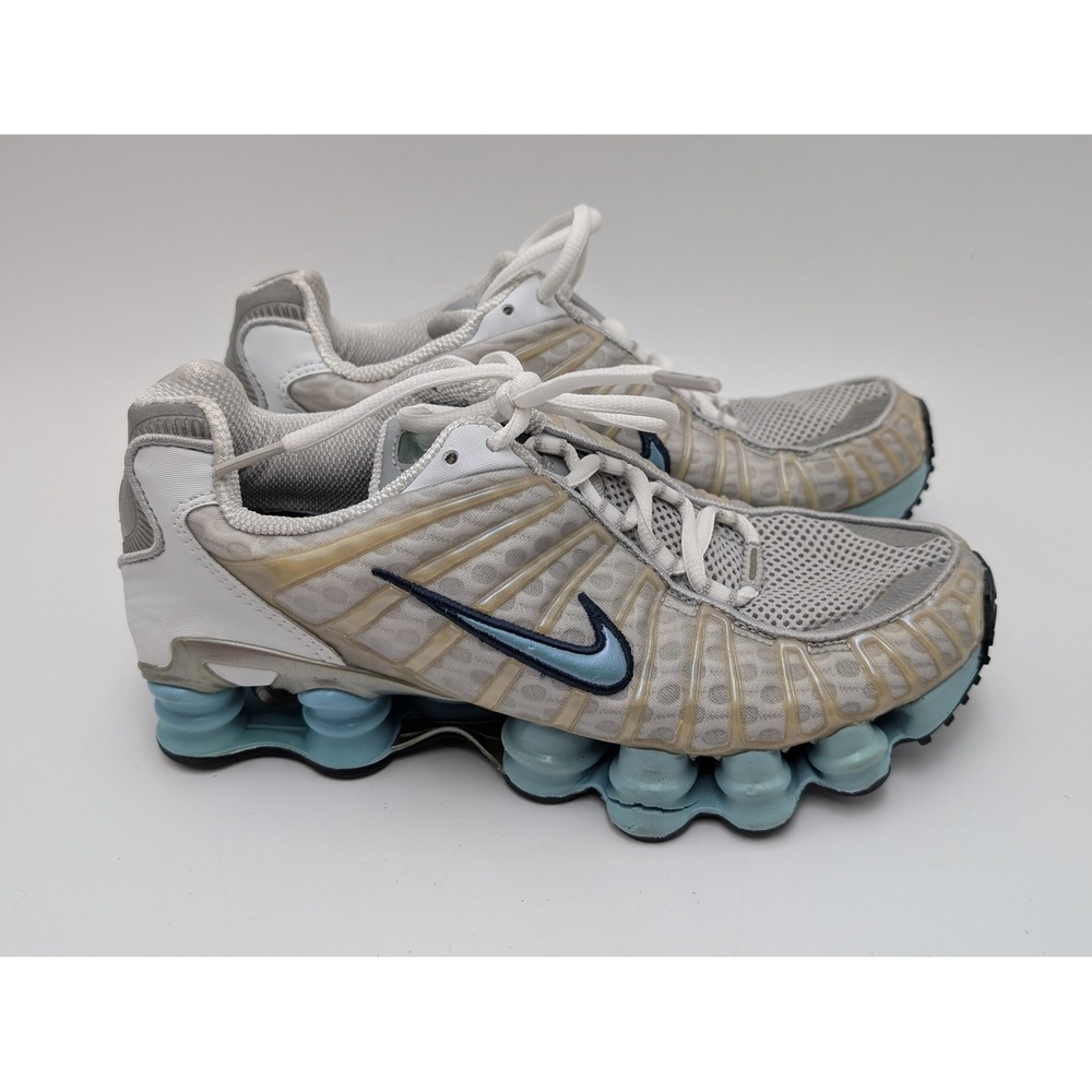 Nike Shox TL Women 8 Silver Blue 305393-141 Running Shoes Y2K Cyber Retro Flawed